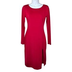 Lovers + Friends Red Long Sleeve Slit Cocktail Dress Small NWT